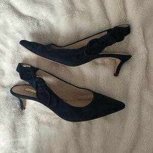 Blue Velvet kitten heels